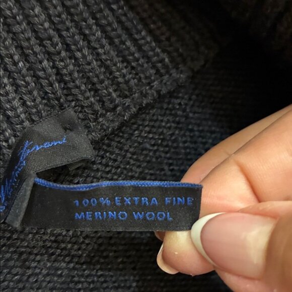 NWOT Men's Enzo Mantovani Black 2 way Zip-Up Sweater- 100% Merino Wool in XL - Picture 7 of 8